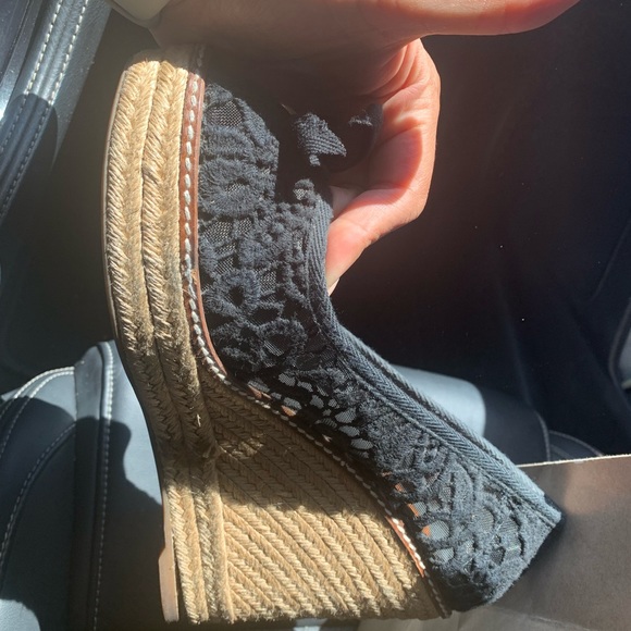 Tory Burch Blue Lucia Lace Leather Jackie Peep Toe - Picture 5 of 8